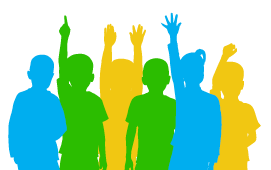 Silhouettes of kids in different colors
