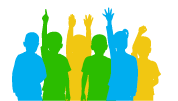 Silhouettes of kids in different colors